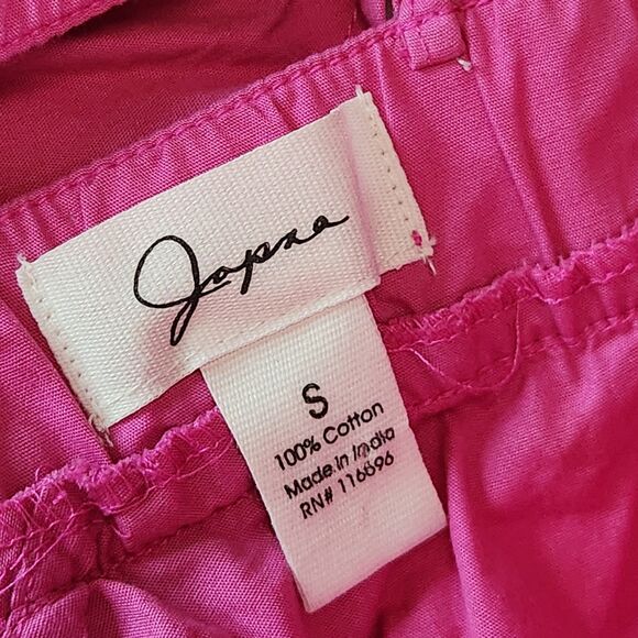 Japna 100% Cotton Pink Ruffle Crop Top Women's Sz S Boho Resort Vacation Blouse - Picture 4 of 9